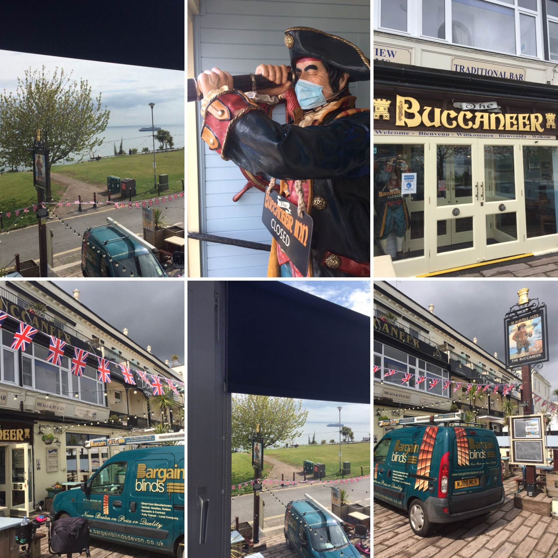 Bespoke made to measure roller blinds, supplied and fitted at the Buccaneer in Torquay, by Bargain Blinds Devon, your local blinds supplier. For high quality blinds in Torquay contact Bargain Blinds today!