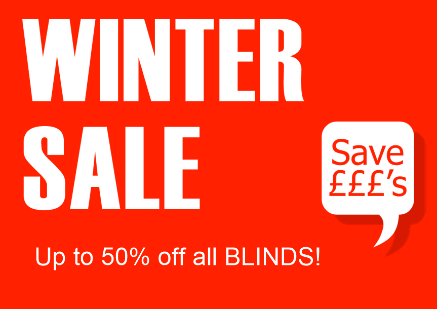 Winter Blinds Sale. Bargain Blinds Devon blinds sale is now on, with savings of up to 50% off on all our blinds. Fantastic saving on all our window blinds including roller blinds, wooden blinds, fabricbox blinds and sunwood blinds. Contact us today for a free no obligation quotation.